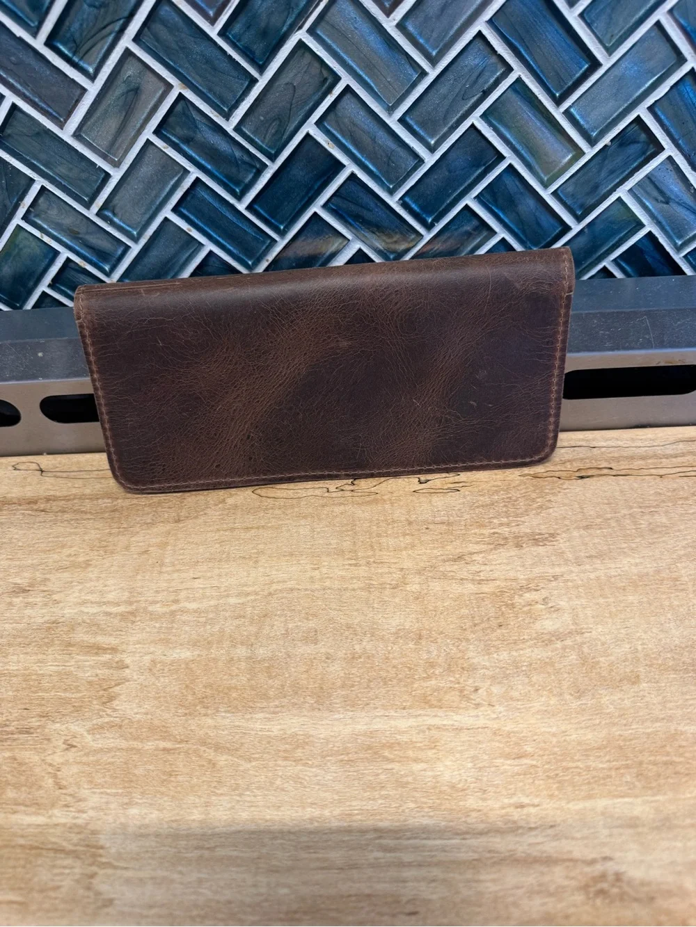 Men's Leather Phone Wallet Case - Brown